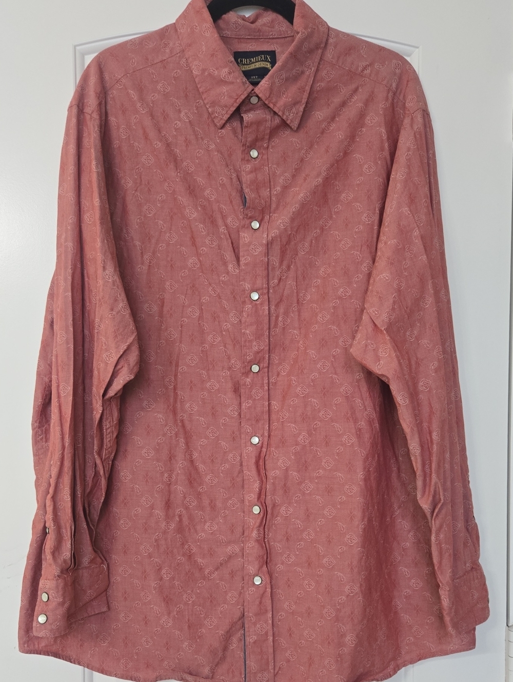 Daniel Cremieux Men's Dusty Rose Button-Down Pearl Snap Shirt with Pattern